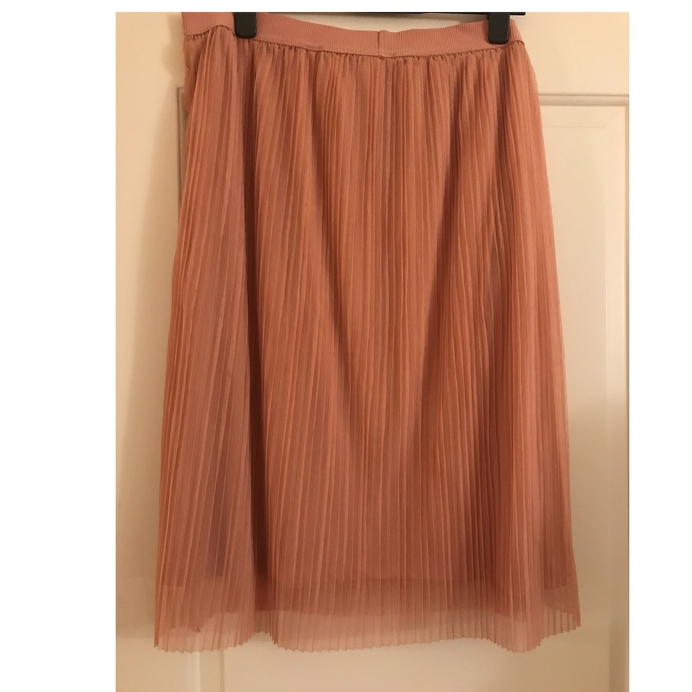 Pink Pleated Midi Skirt